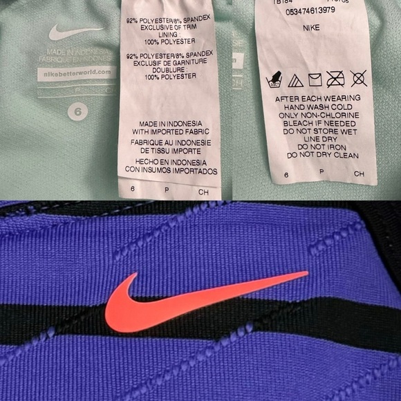 Nike Purple Black Stripes Racerback Tank Top Built in Shelf Bra Padded 6 - Picture 3 of 16
